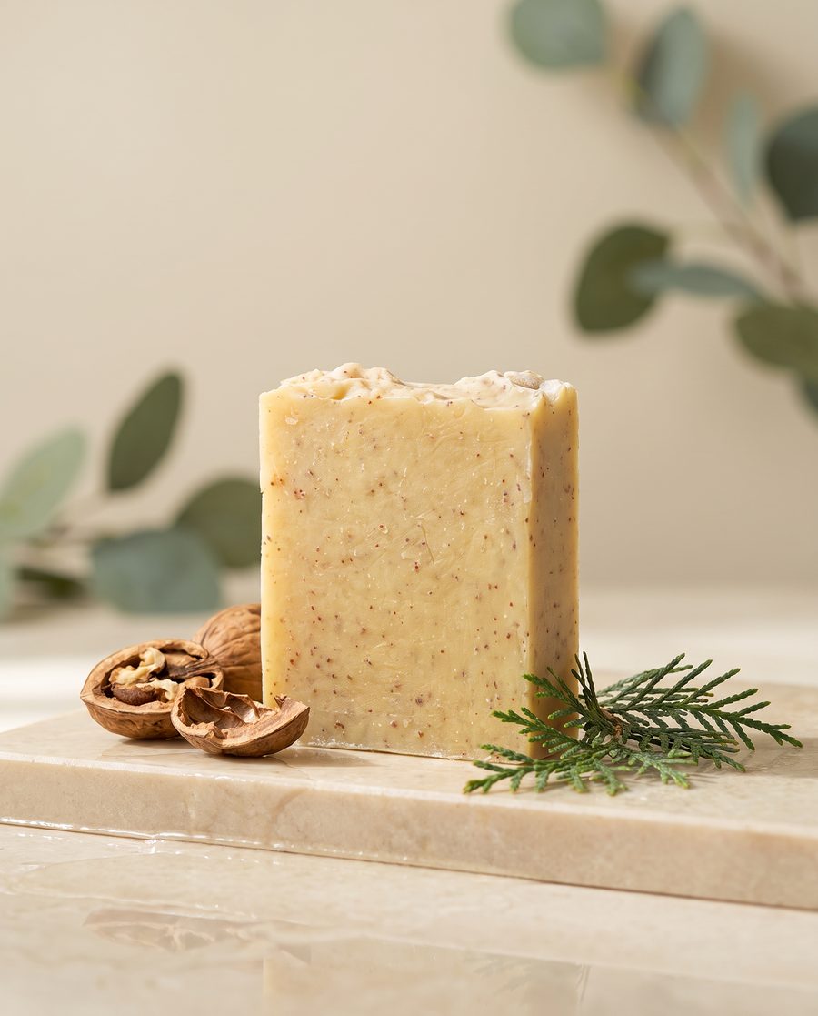 Desert Winds soap bar with walnut shells and cedar